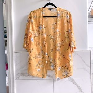 Dynamite Kimono Style Light Cardigan.  Vintage Floral Belted with Loops.